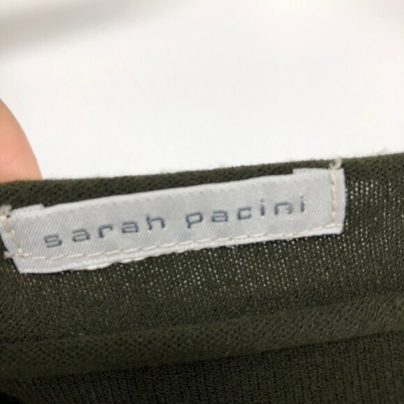 Sarah Pacini Two-Tone Moss Green & Black Long Sleeve Midi Dress size ~L - Picture 3 of 11